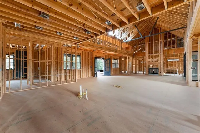 a view of a hallway with a glass door