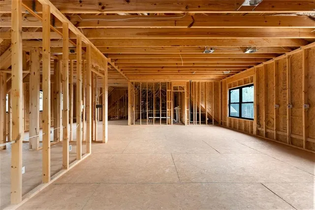a view of a backyard with wooden floor