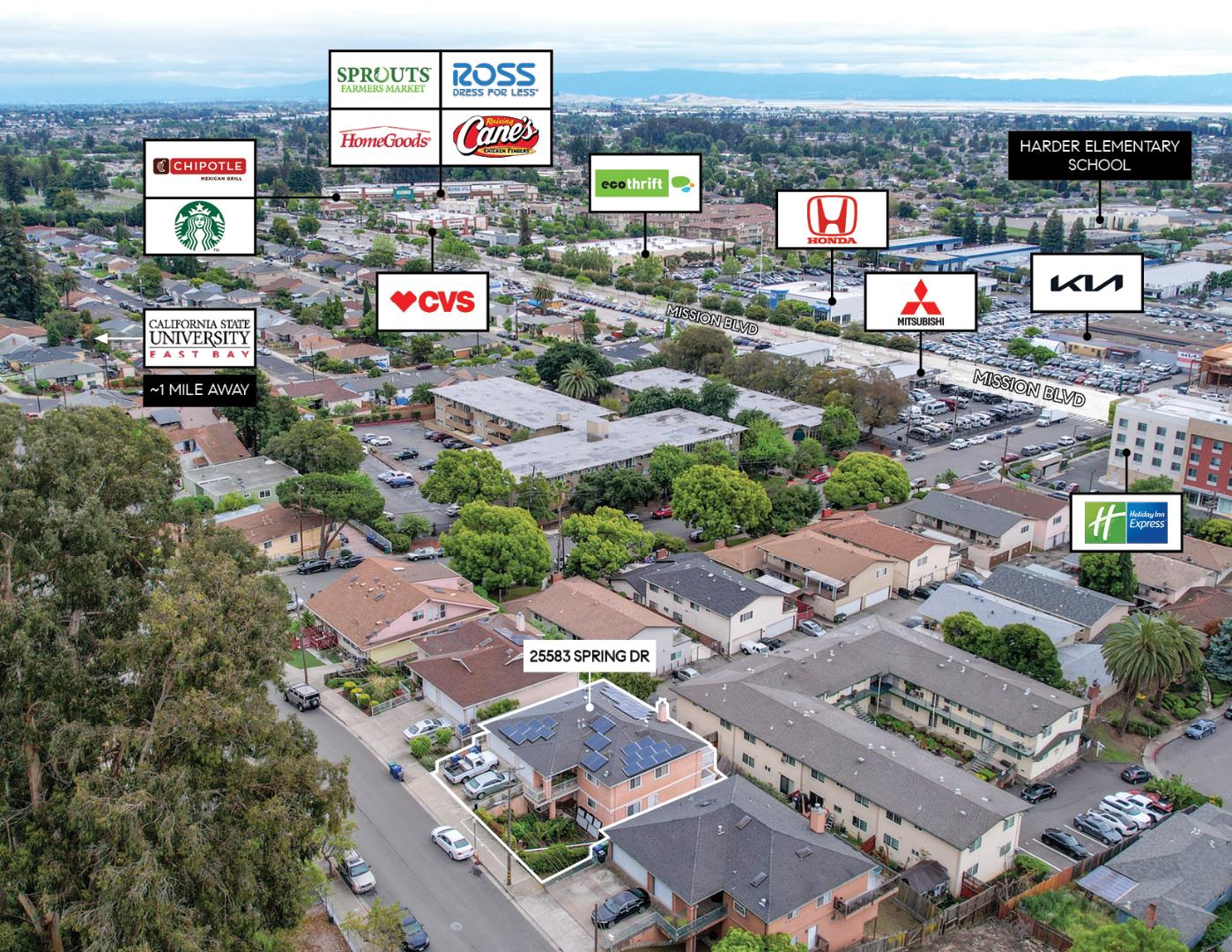 25583 Spring Drive Hayward, CA 94542 - Photo 3 of 27 an aerial view of a city