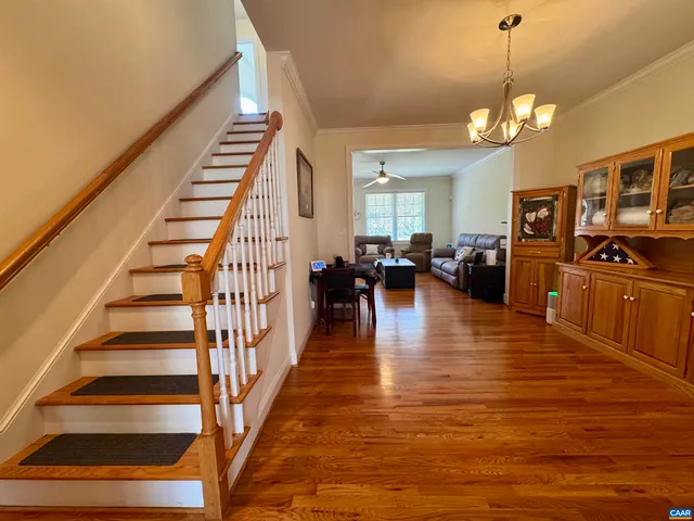 a view of a living room and dining room