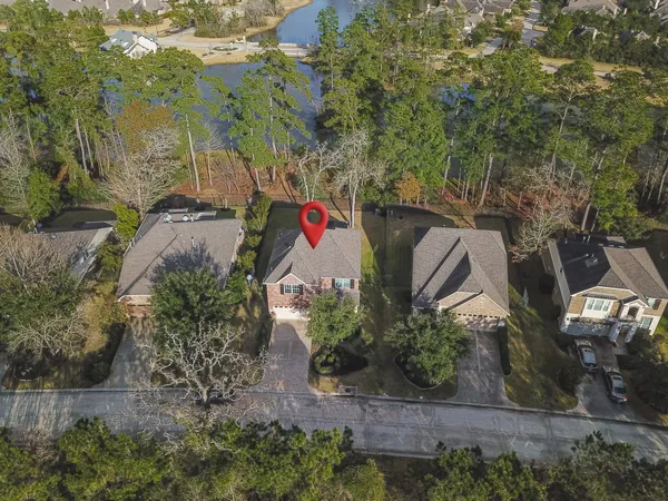 an aerial view of a house