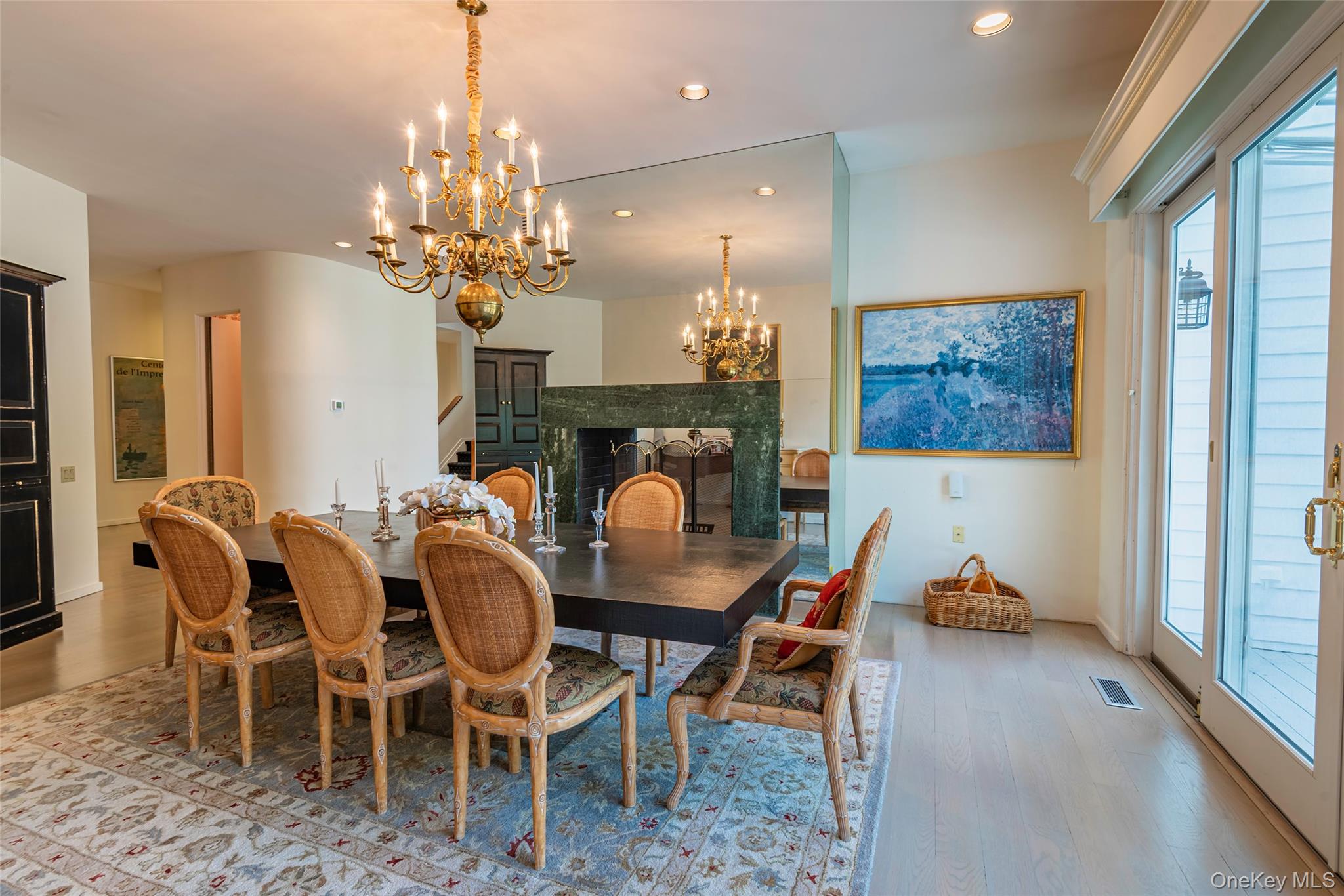 735 Remsens Lane Upper Brookville, NY 11771 - Photo 11 of 44 Dining space with recessed lighting, wood finished floors, and a chandelier