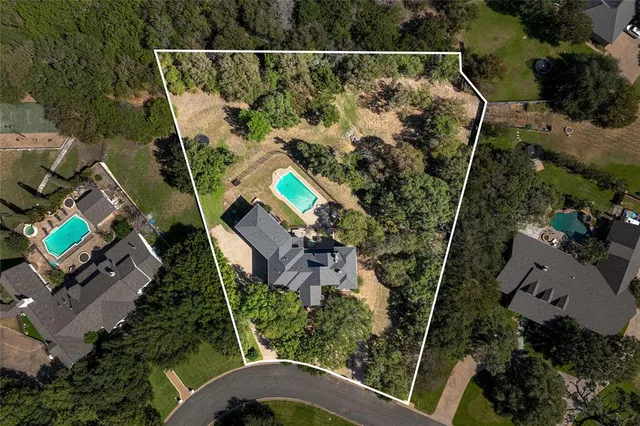 an aerial view of a house