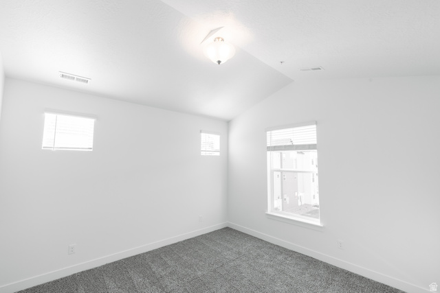4655 South 720 West, Unit I303 Mapleton, UT 84664 - Photo 6 of 15 Unfurnished room featuring vaulted ceiling, dark colored carpet, and healthy amount of natural light