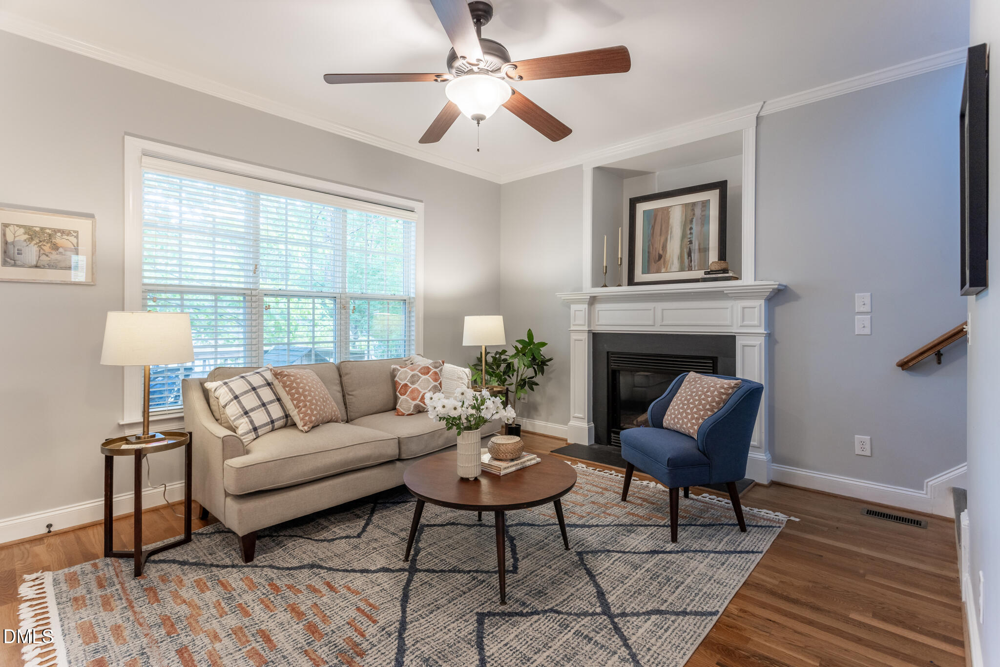 10 Highgrove Lane Durham, NC 27713 - Photo 5 of 41 a living room with furniture and a fireplace