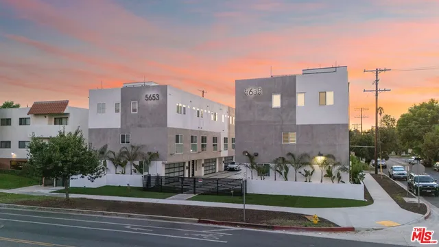 a city view with tall buildings