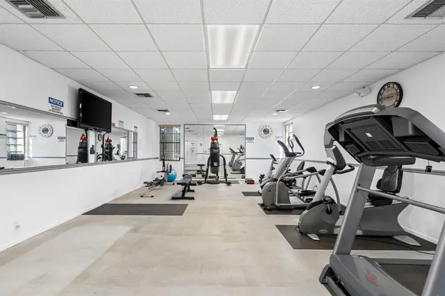 a view of a room with gym equipment