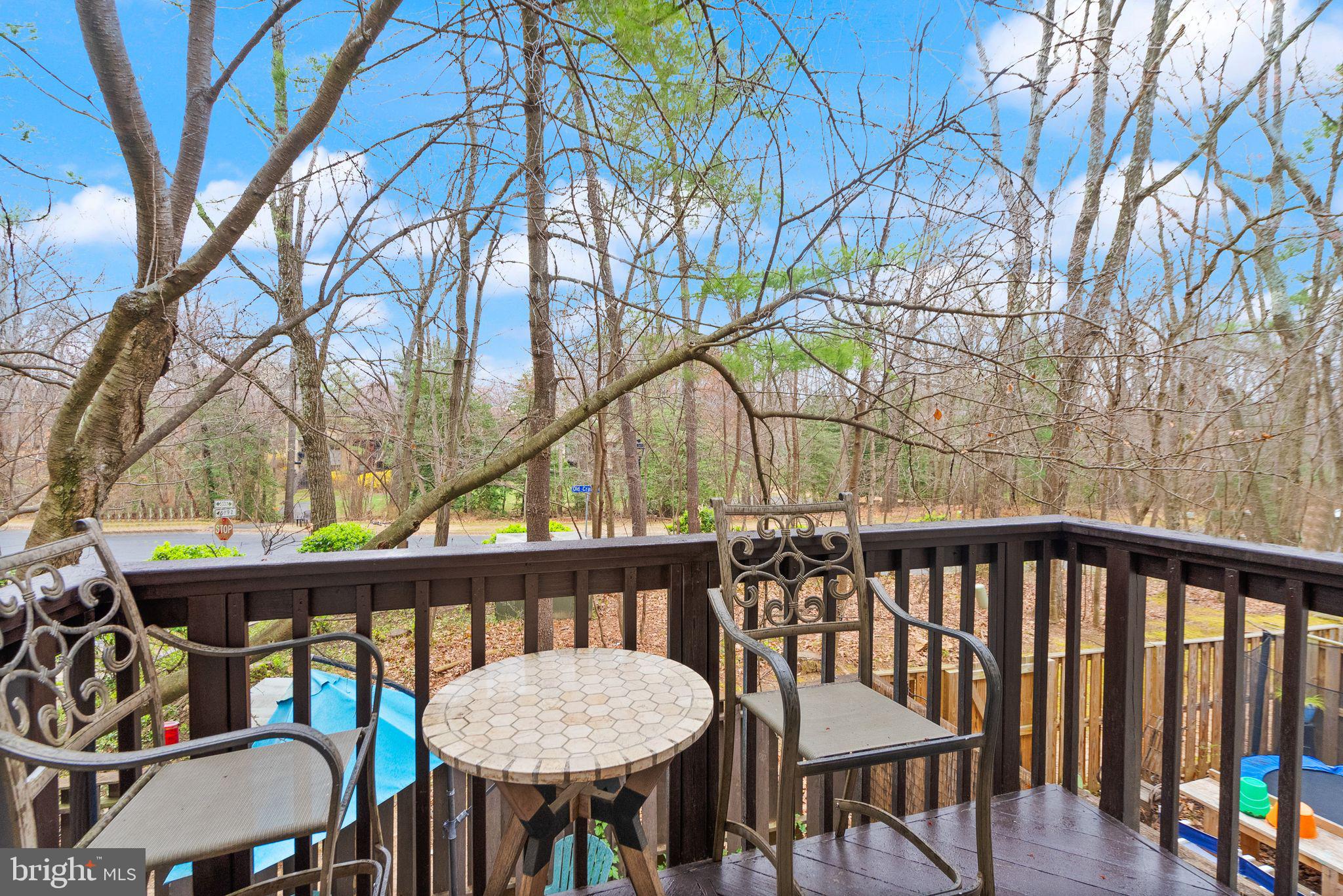 11801 Coopers Court Reston, VA 20191 - Photo 13 of 66 a view of a balcony with a table and chairs and wooden fence
