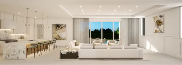 a front view of a house with garden and trees