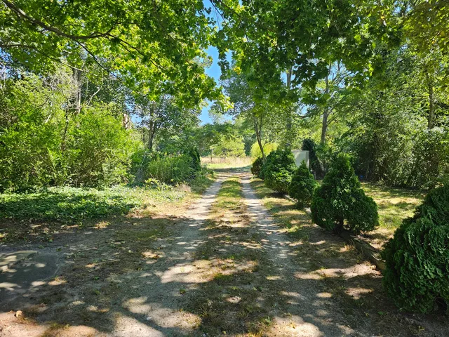a backyard of a house with lots of green space