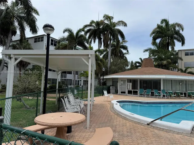 a view of a swimming pool with a patio