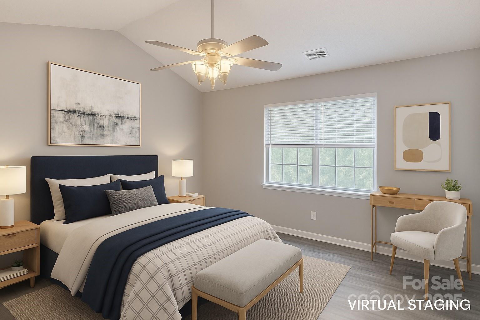 12640 Tucker Crossing Lane Charlotte, NC 28273 - Photo 18 of 36 a bedroom with a bed and a chandelier