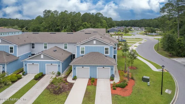 an aerial view of a house