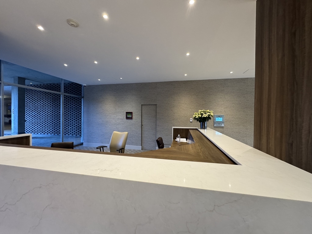 44 Washington Street, Unit 208 Brookline, MA 02445 - Photo 11 of 13 a lobby with a couch and a ceiling fan