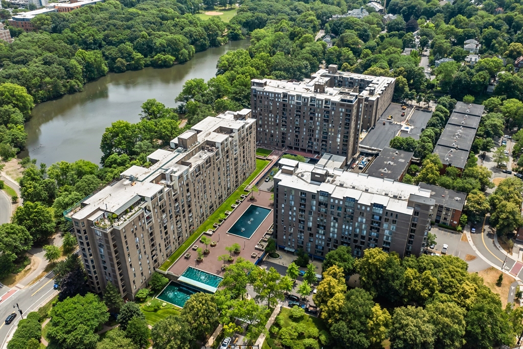 44 Washington Street, Unit 208 Brookline, MA 02445 - Photo 12 of 13 an aerial view of a house with outdoor space and lake view