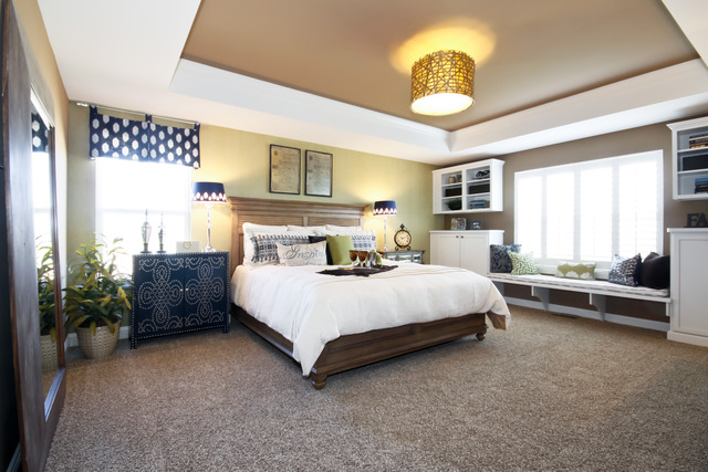 2056 Stapleton Road New Lenox, IL 60451 - Photo 7 of 25 a spacious bedroom with a bed and a chandelier
