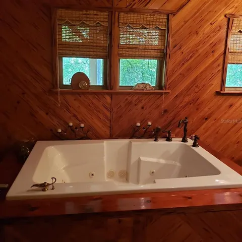 a bathroom with a bathtub