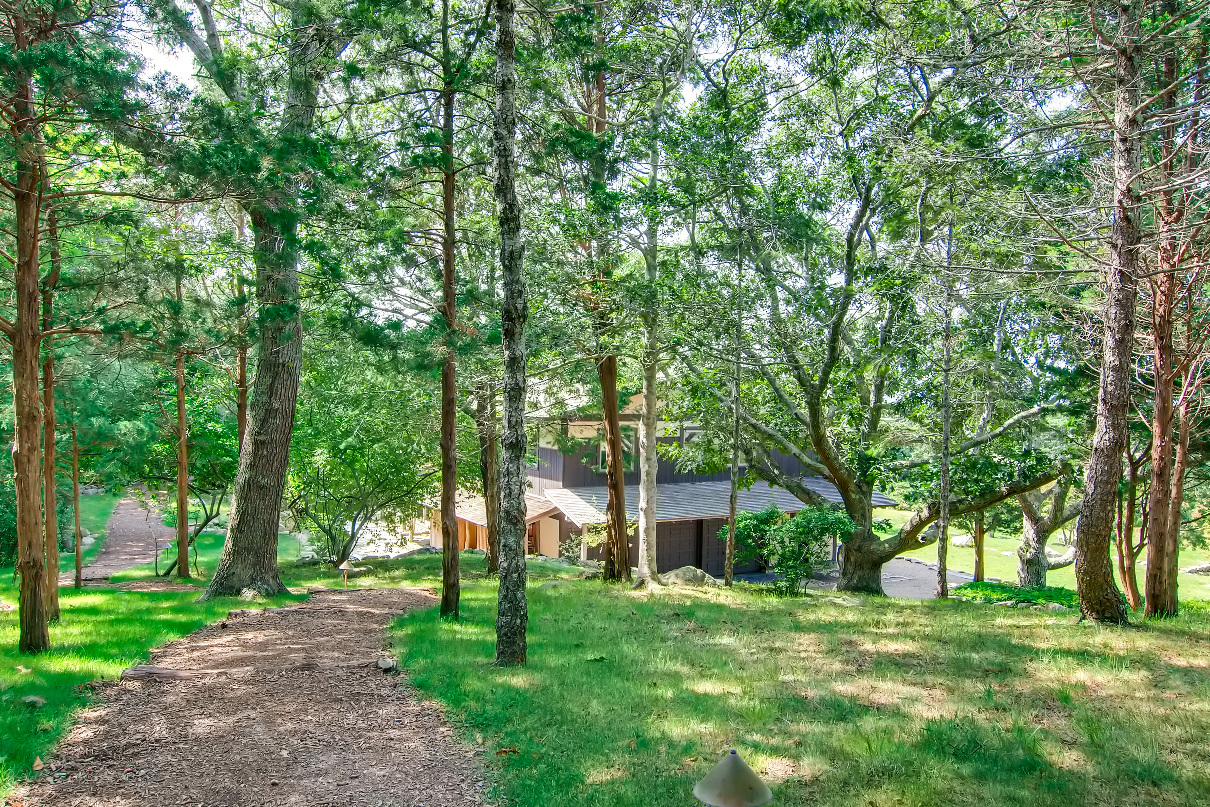 45 Beach Road Chilmark, MA 02535 - Photo 4 of 7 a view of a backyard with large trees