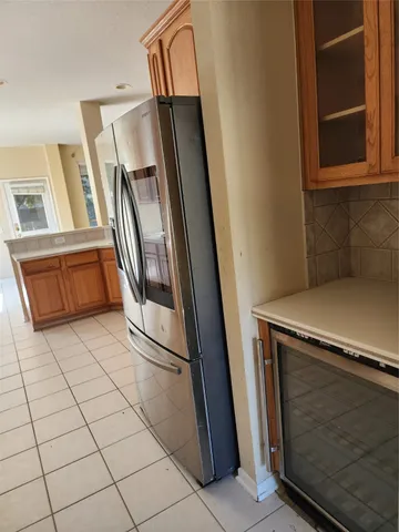 a view of a kitchen from a windows
