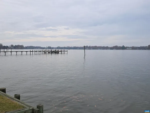a view of a lake with a city view
