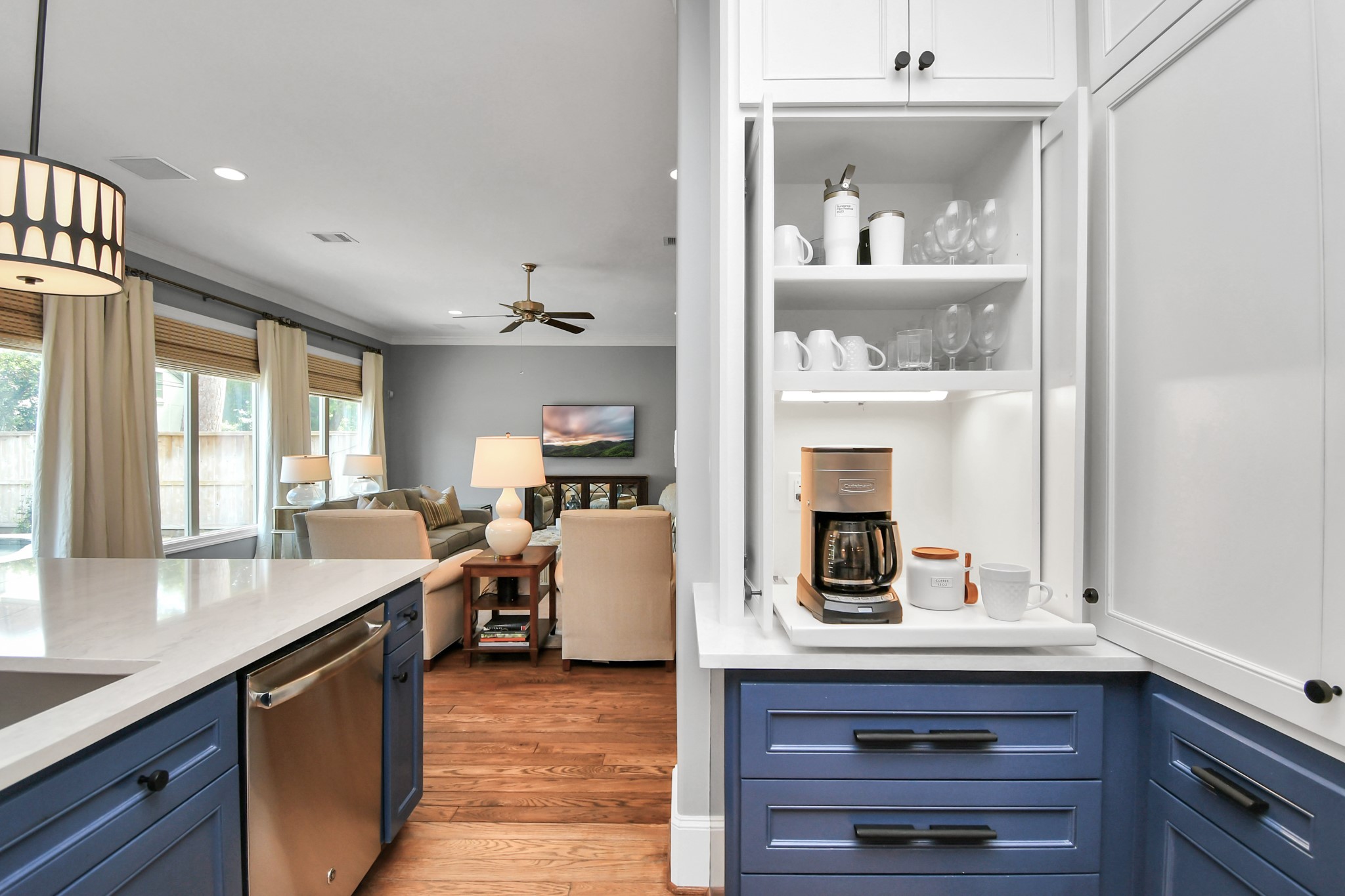 3739 Westerman Street Houston, TX 77005 - Photo 13 of 44 Custom pull-out coffee bar / appliance garage with drawers underneath.