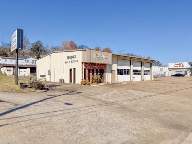 a view of a building with a street