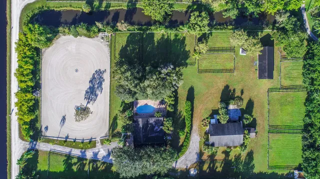 an aerial view of a house having outdoor space