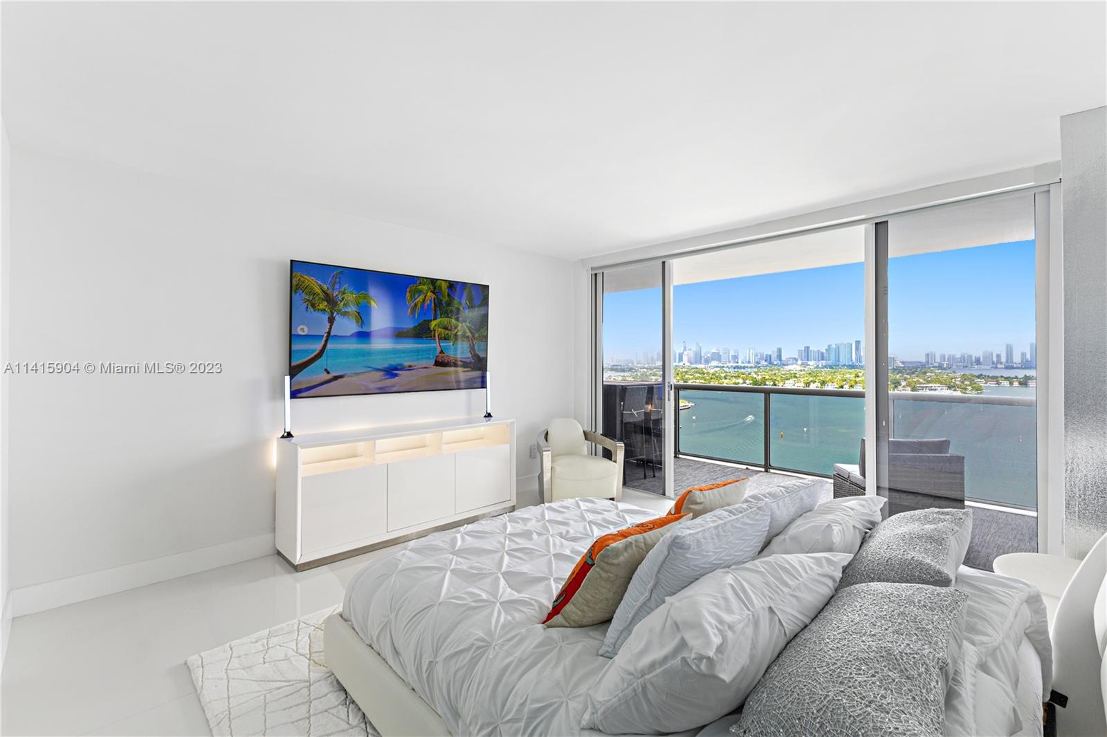 Miami Beach Miami Beach, FL 33139 - Photo 32 of 41 a bedroom with a bed and a flat screen tv
