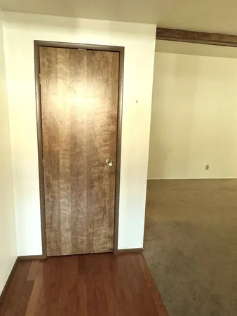 a view of wooden door