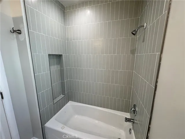 a bathroom with a bathtub