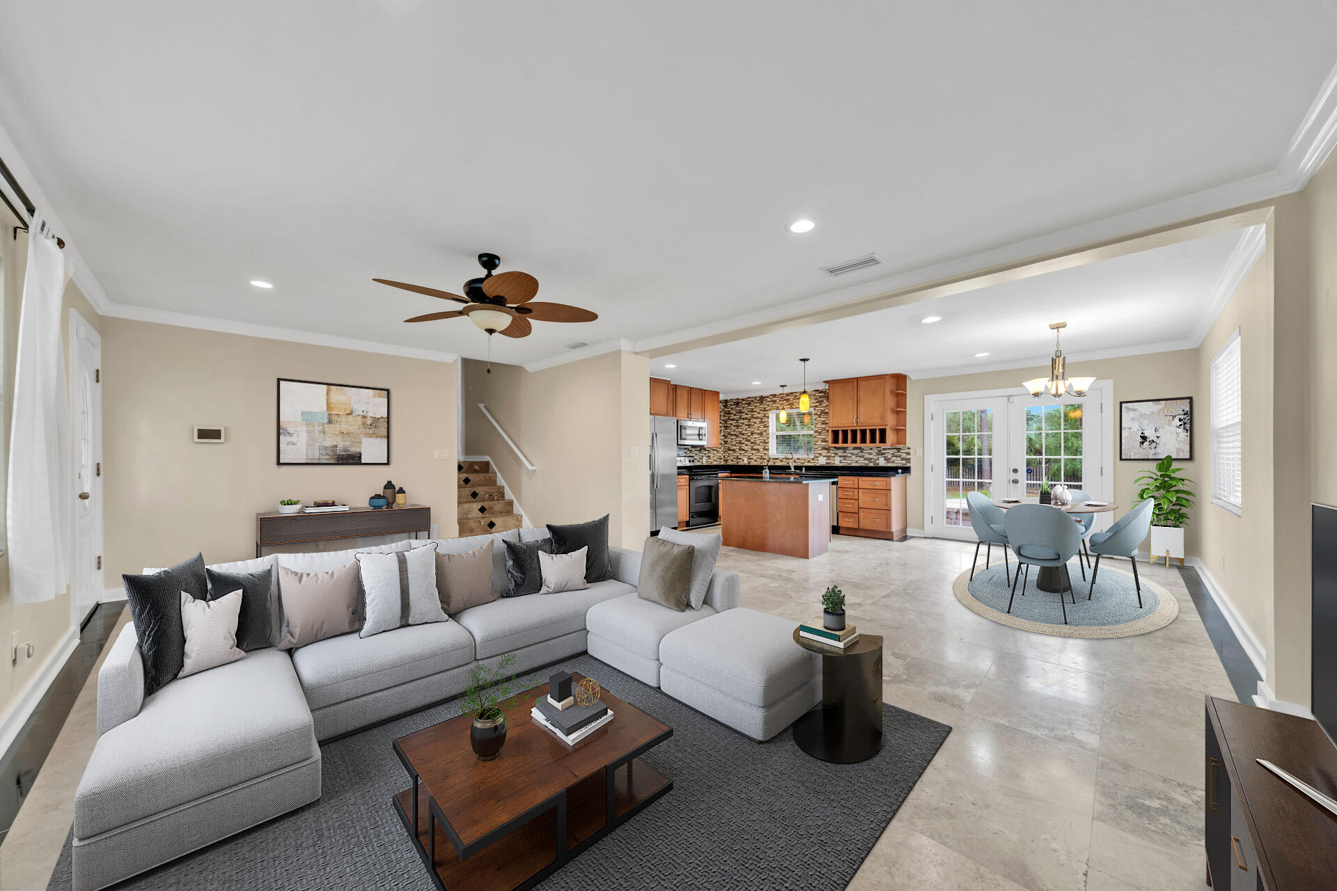 536 Benning Drive Destin, FL 32541 - Photo 5 of 46 a living room with furniture and a chandelier