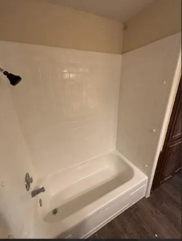 a bathroom with a bathtub