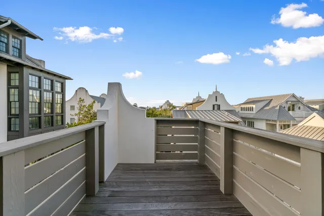 a view of a balcony with an outdoor space