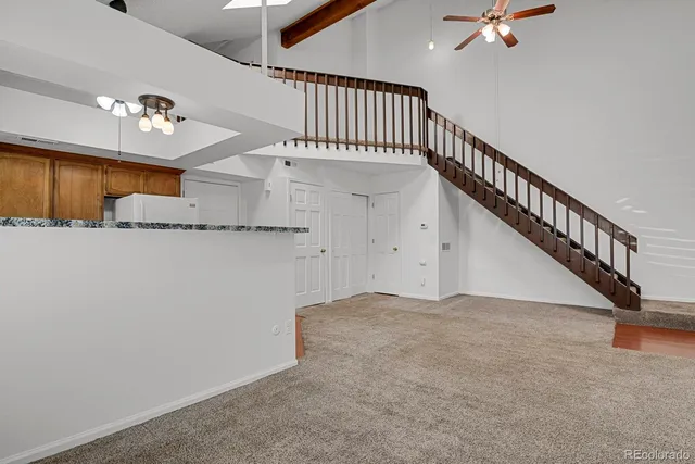 a living room with a fireplace