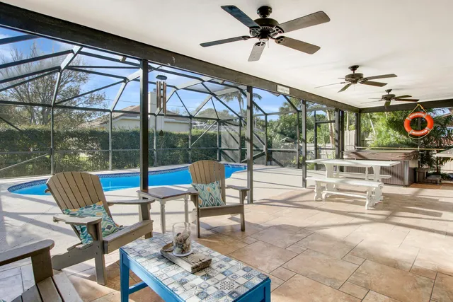 a view of indoor pool and porch