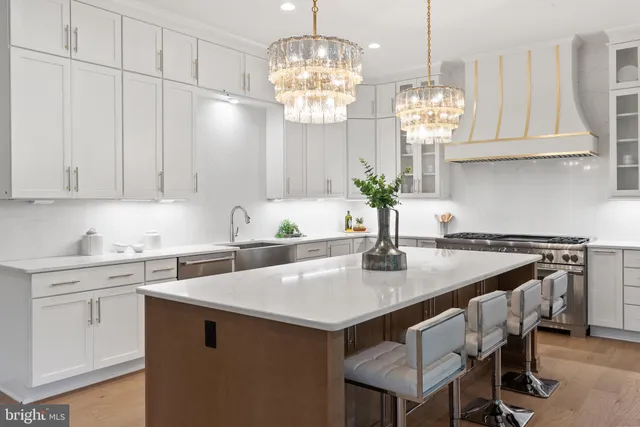 a view of cabinets and window