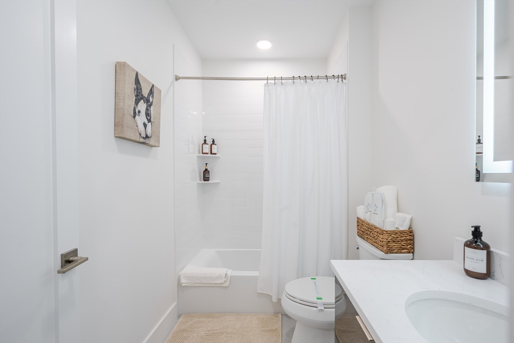 38 Hichborn Street, Unit 404FURNISHE Boston, MA 02135 - Photo 13 of 16 a bathroom with a sink toilet and vanity