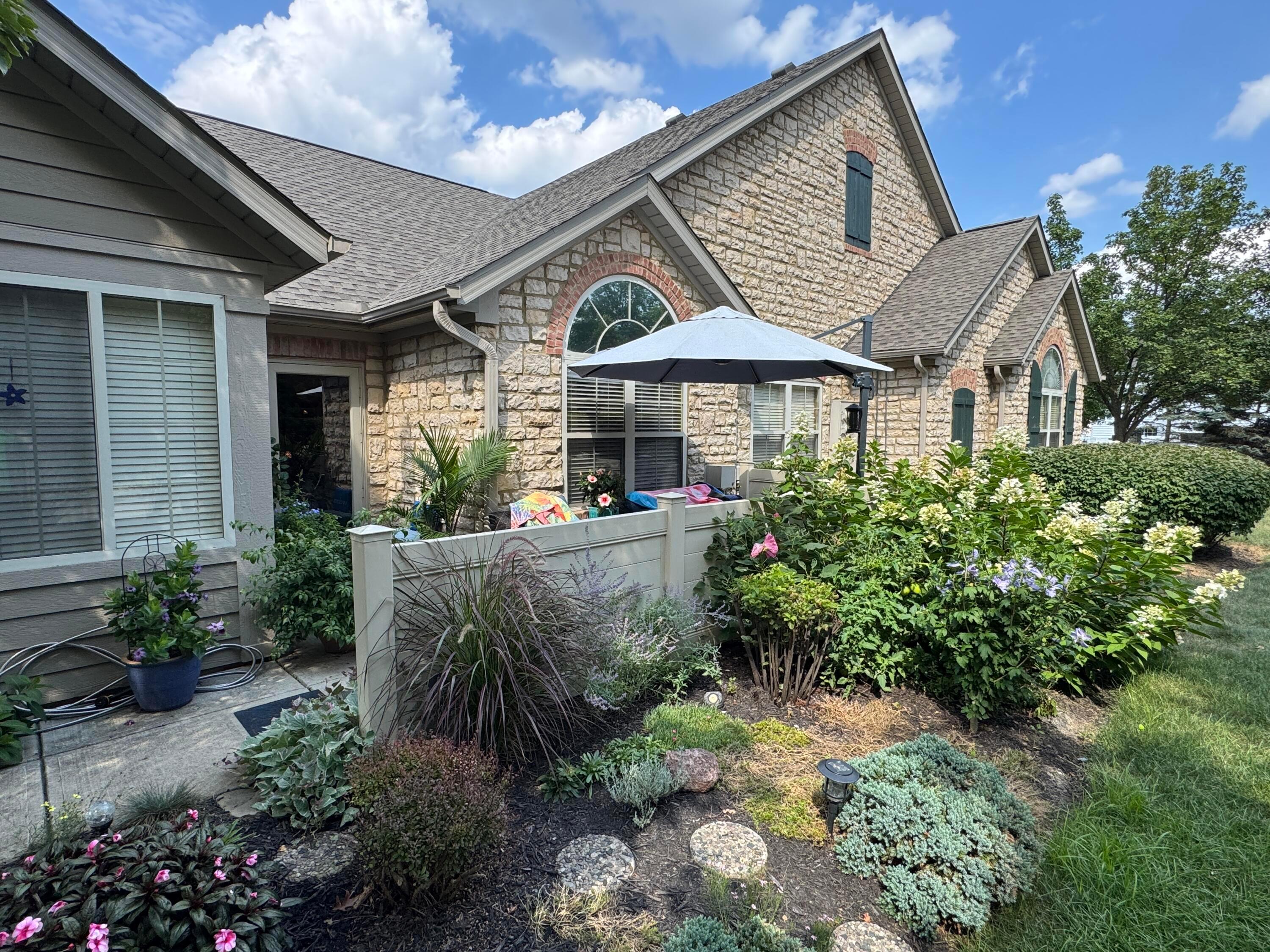 Front sidewalk & patio area.