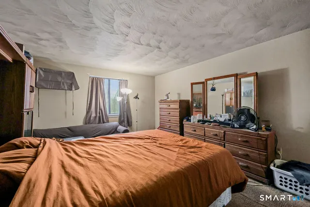 a bedroom with a bed and a dresser