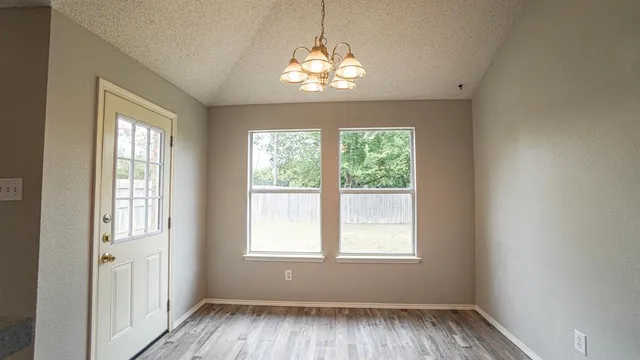 a view of a livingroom with a chandelier
