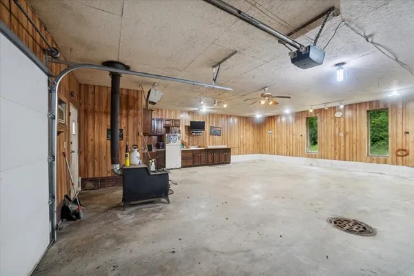a picture of a counter top space with stainless steel appliances
