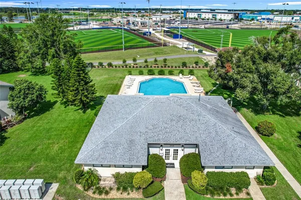 an aerial view of a house