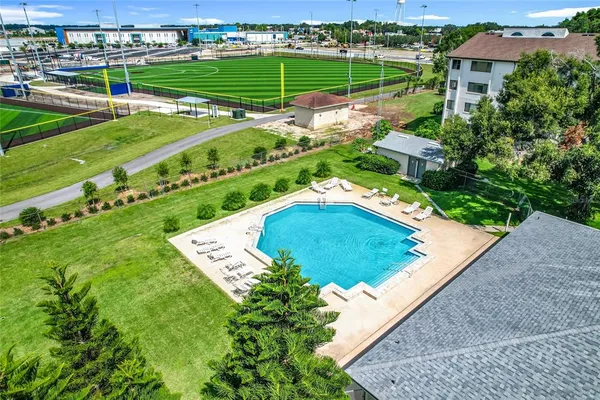 an aerial view of a house