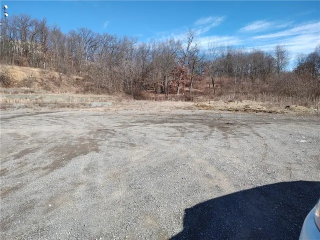 a view of a dry yard with wooden fence
