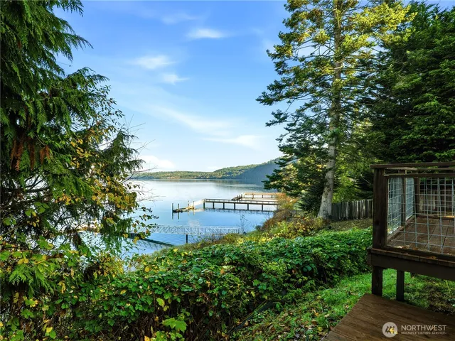a view of a lake with outdoor space