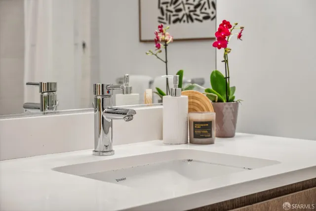 a bathroom with a bathtub