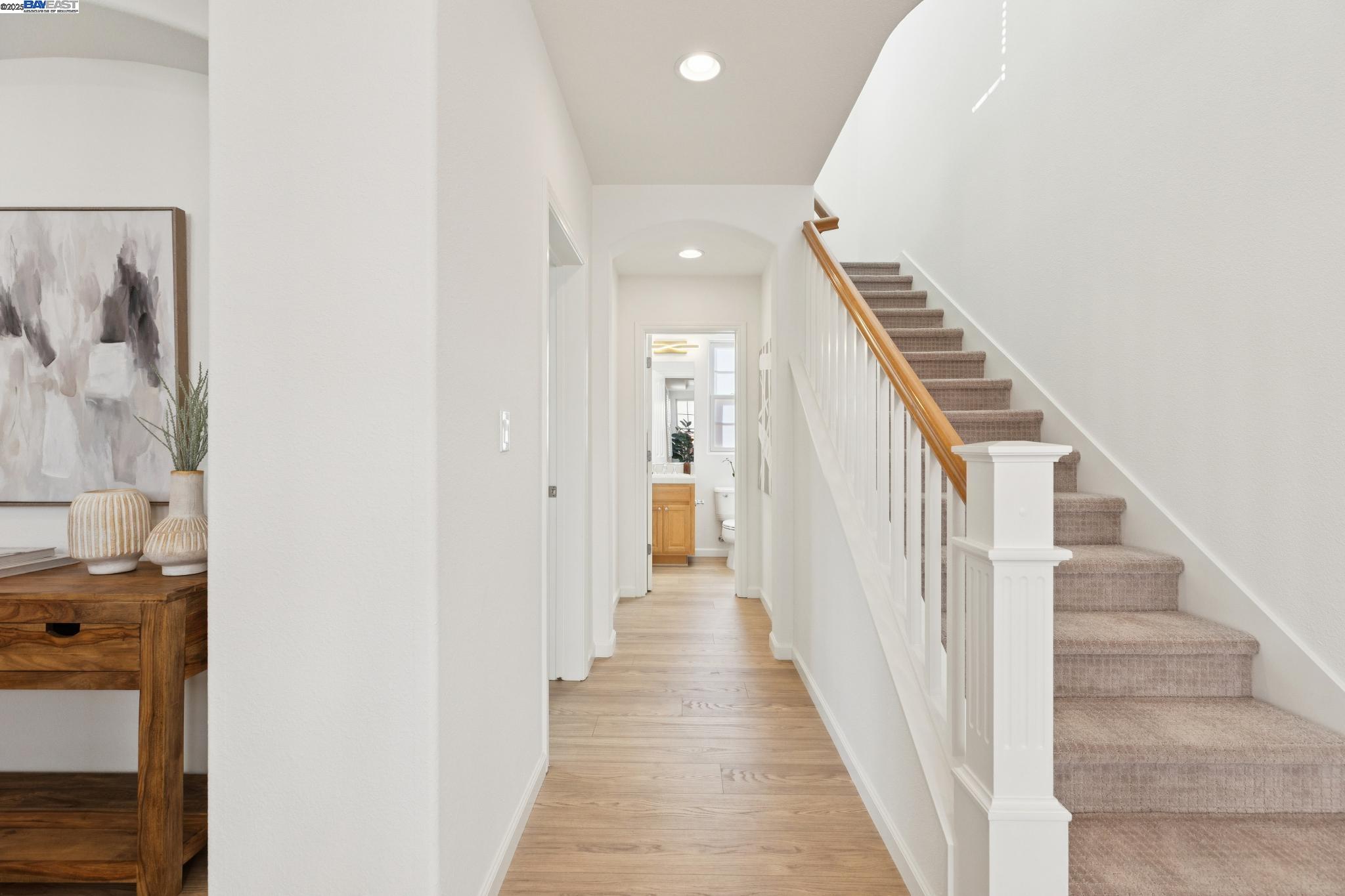 5 Cornelius Square Alameda, CA 94501 - Photo 10 of 60 a view of a hallway with wooden floor and staircase