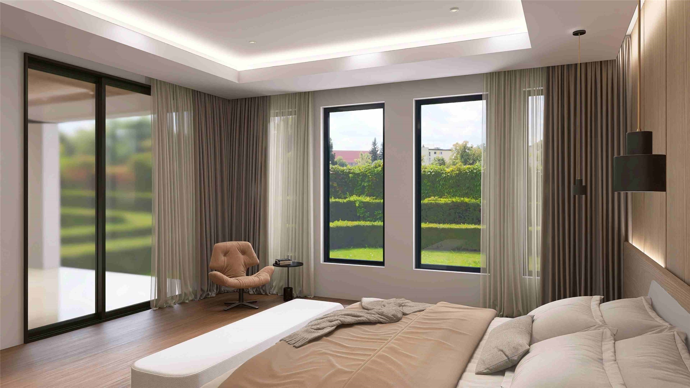 827 Bunker Hill Road Houston, TX 77024 - Photo 7 of 13 a bedroom with a bed and a large window