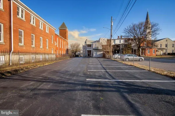 a view of a street with houses