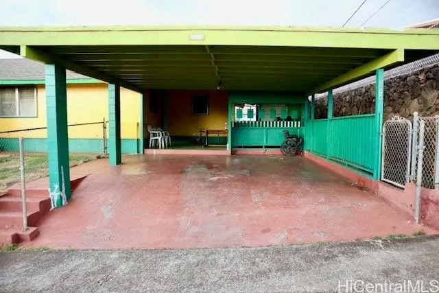 a view of a porch with a backyard